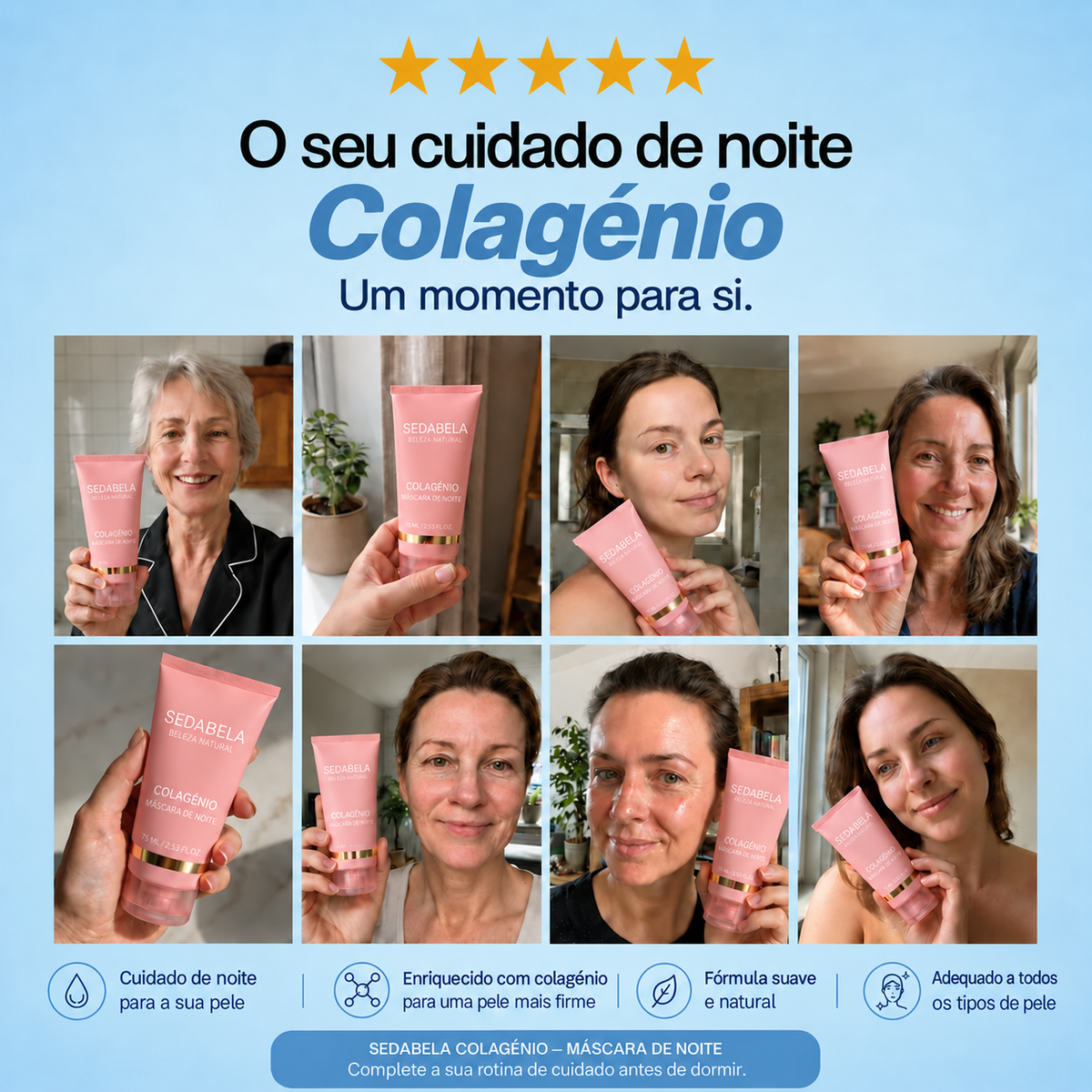 Máscara de noite de colagénio Sedabela — cuidado de noite